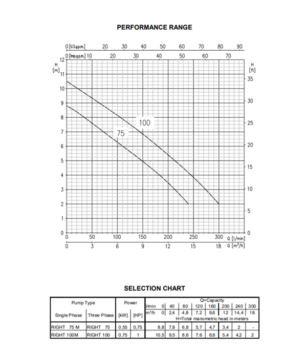 ELETTROPOMPA SOMMERSA RIGHT HP 0,75